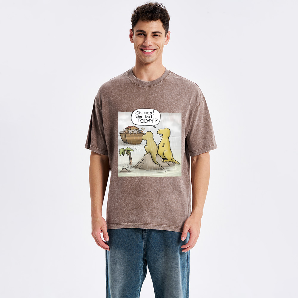 Jesus Saves The Funny Dinosaurs Christian Washed T-Shirt