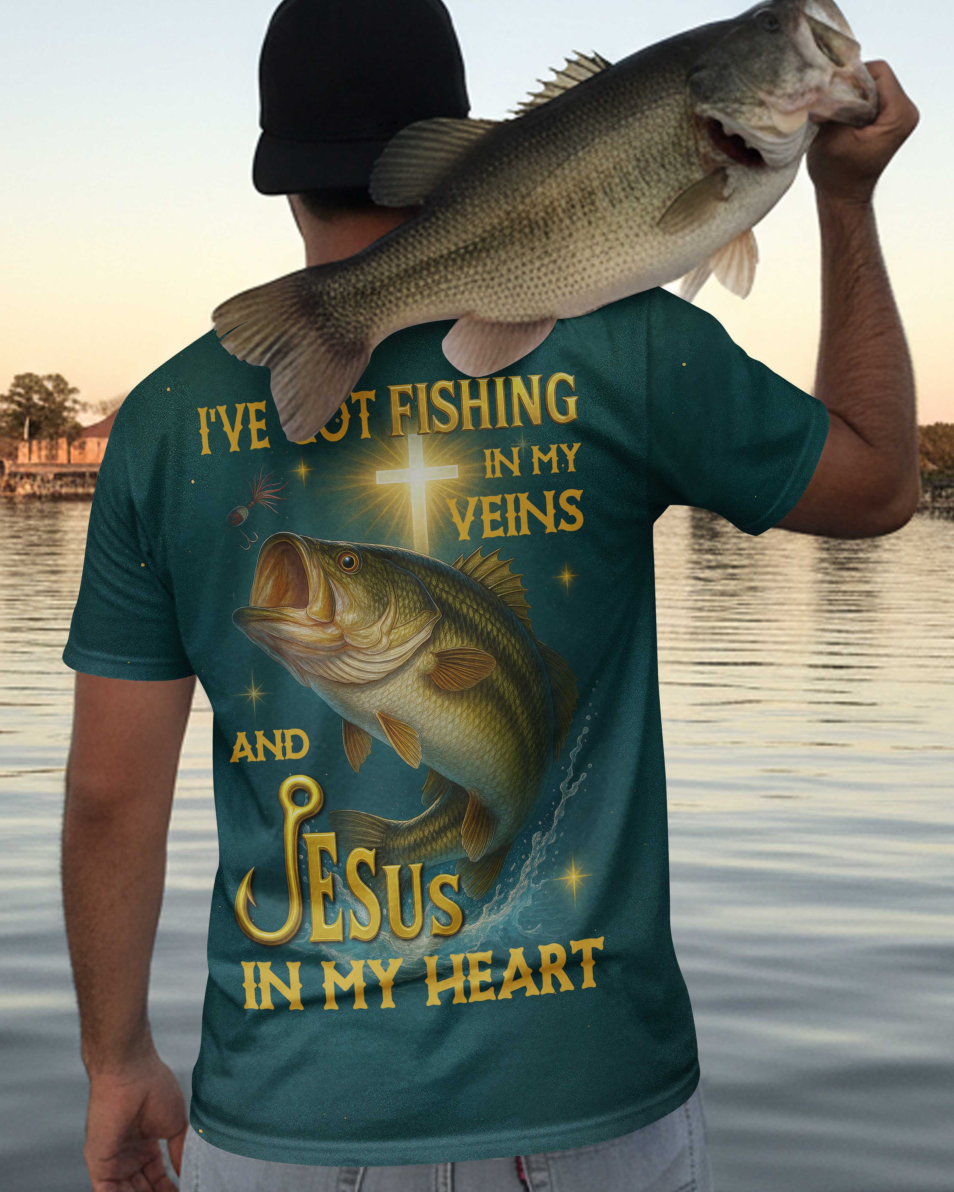 I've Got Fishing In My Veins And Jesus In My Heart All Over Print T-Shirt