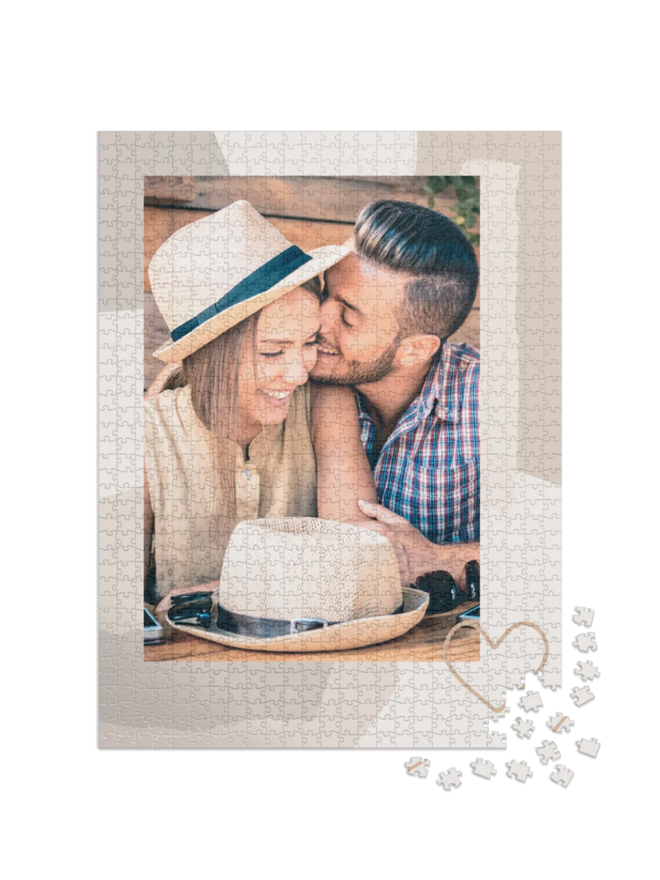 Tan Heart Custom Photo Jigsaw Puzzle (1 Photo, Portrait)