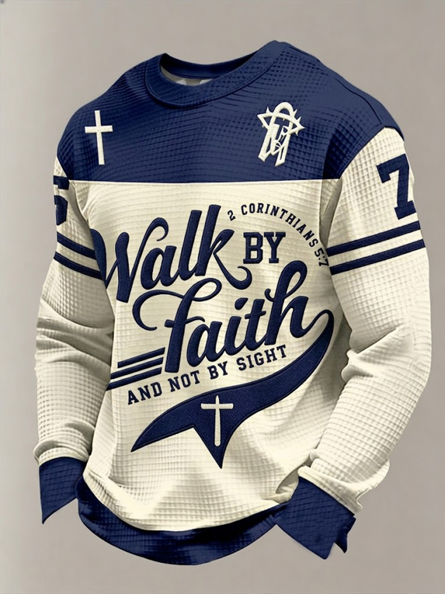 Men's Walk By Faith And Not By Sight Waffle Long Sleeve T-Shirt