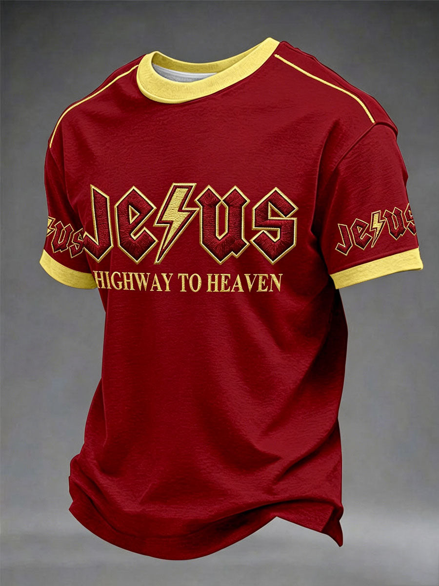 Men's Jesus Highway To Heaven Casual Unisex T-Shirt