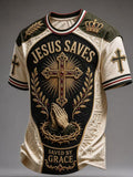 Men's Christian Cross O-neck Short Sleeve T-shirt