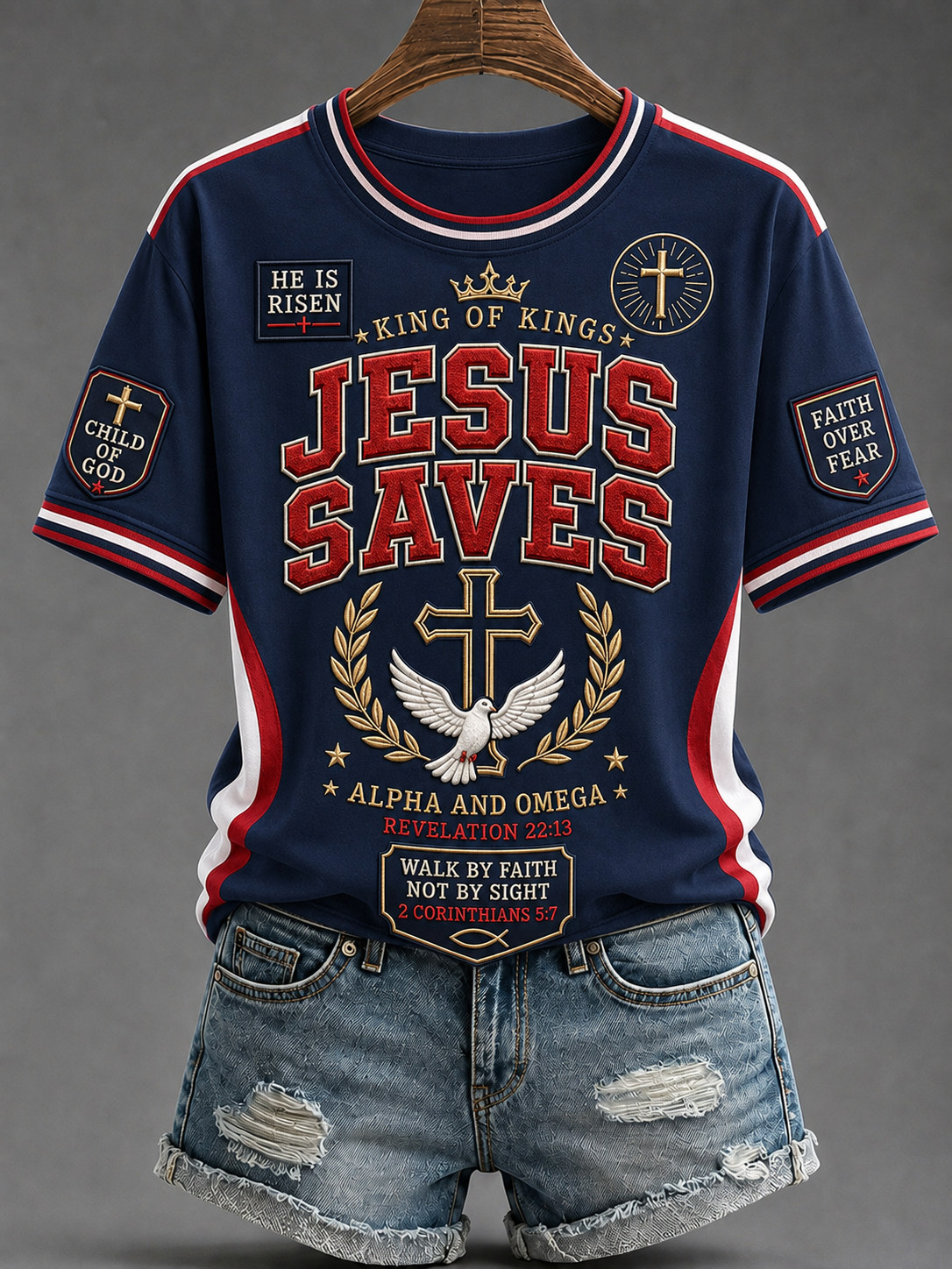 Women's Christian JESUS SAVES Cross Short Sleeve T-shirt