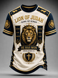 Men's Christian Lion of Judah Art Short Sleeve  T-shirt