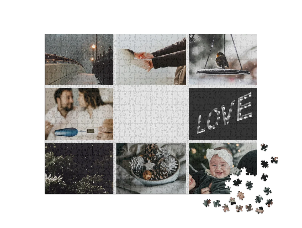 Custom Message Blank Custom Photo Collage Jigsaw Puzzle (8 Photos, Landscape)