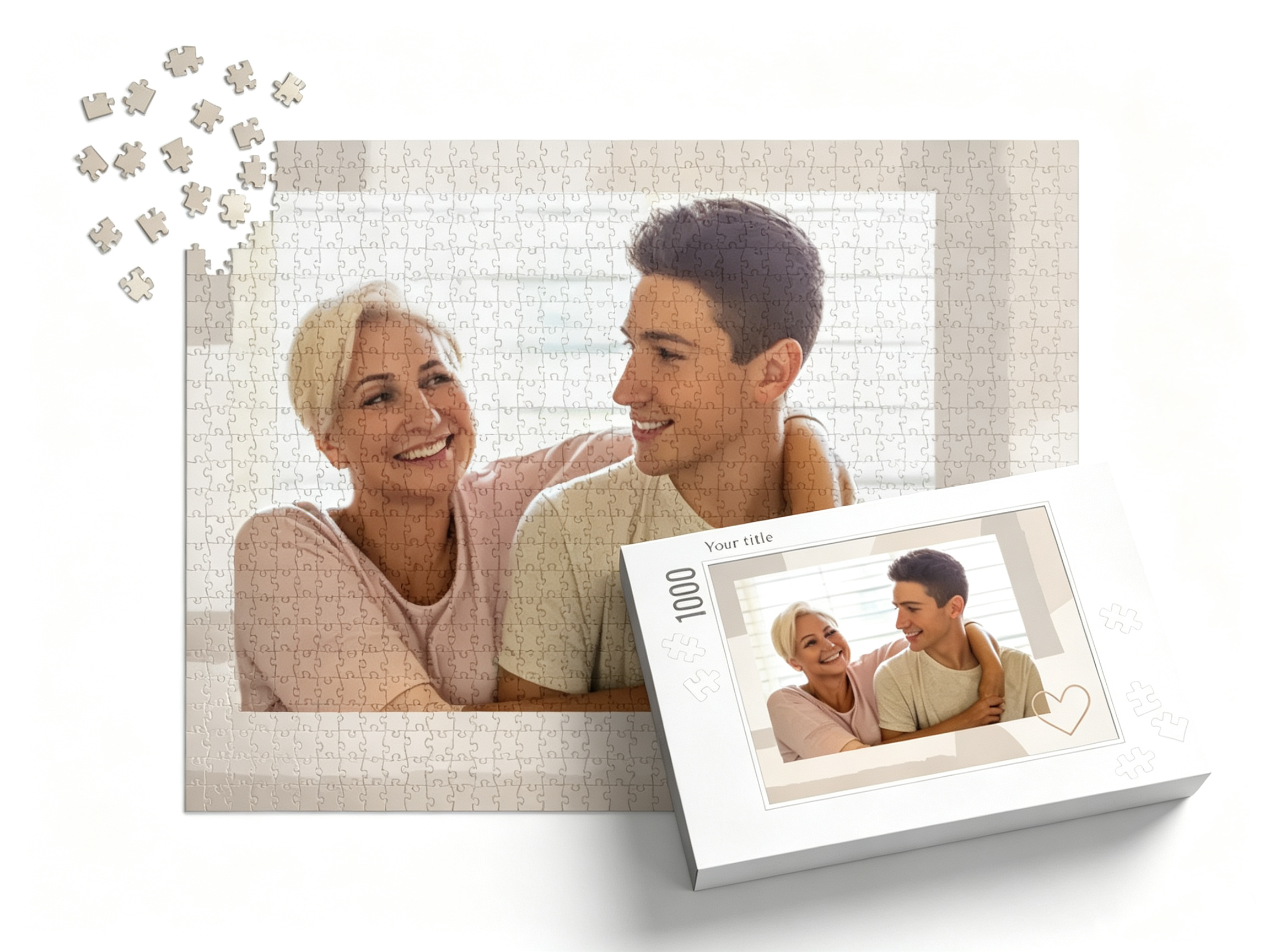 Tan Heart Custom Photo Jigsaw Puzzle (1 Photo, Landscape)