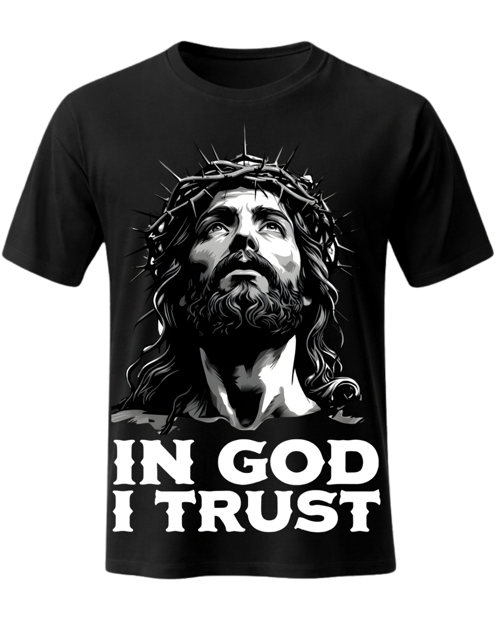 Jesus Christ In God I Trust Christian Faith Graphic Crewneck T-Shirt