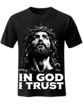Jesus Christ In God I Trust Christian Faith Graphic Crewneck T-Shirt