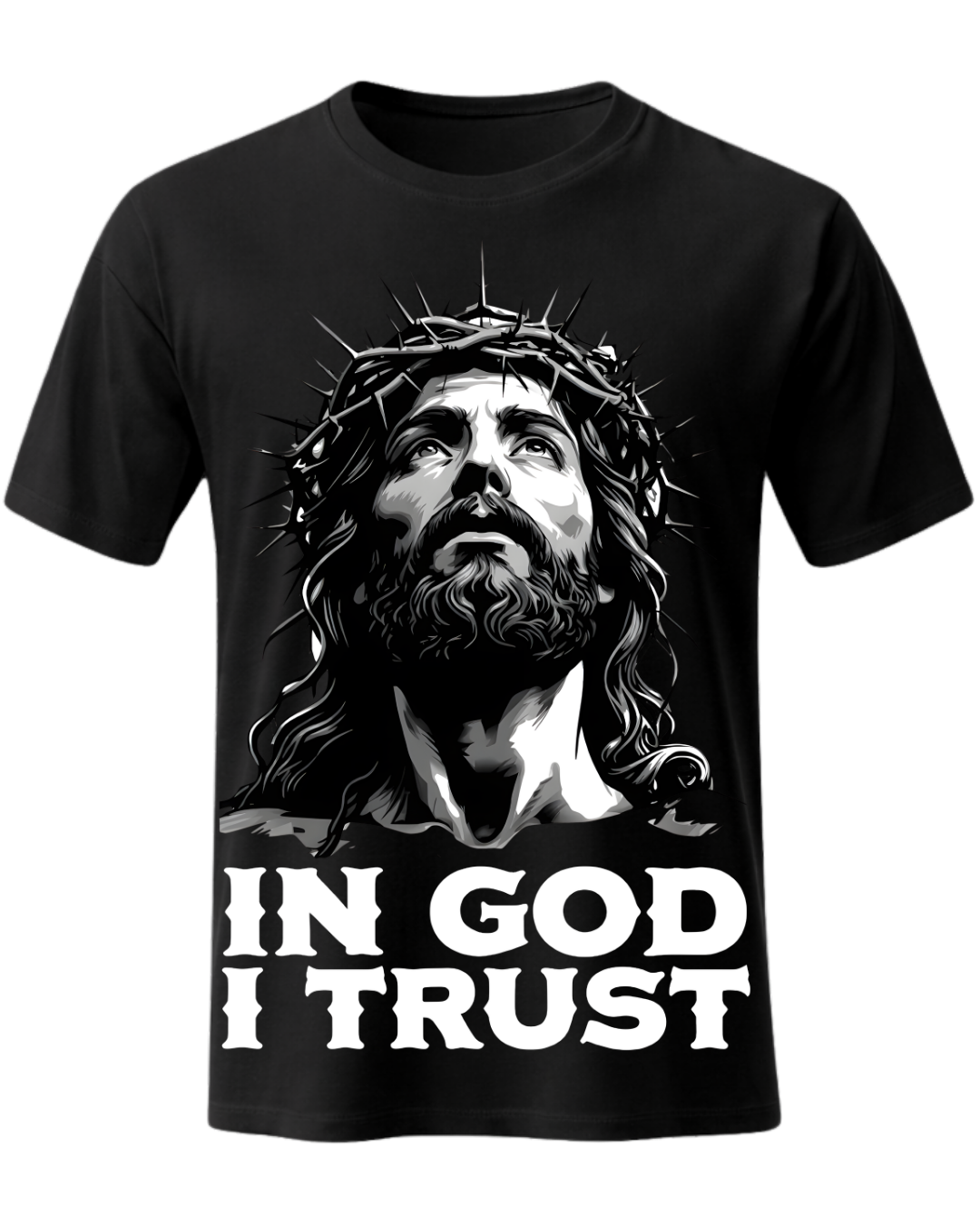 Jesus Christ In God I Trust Christian Faith Graphic Crewneck T-Shirt