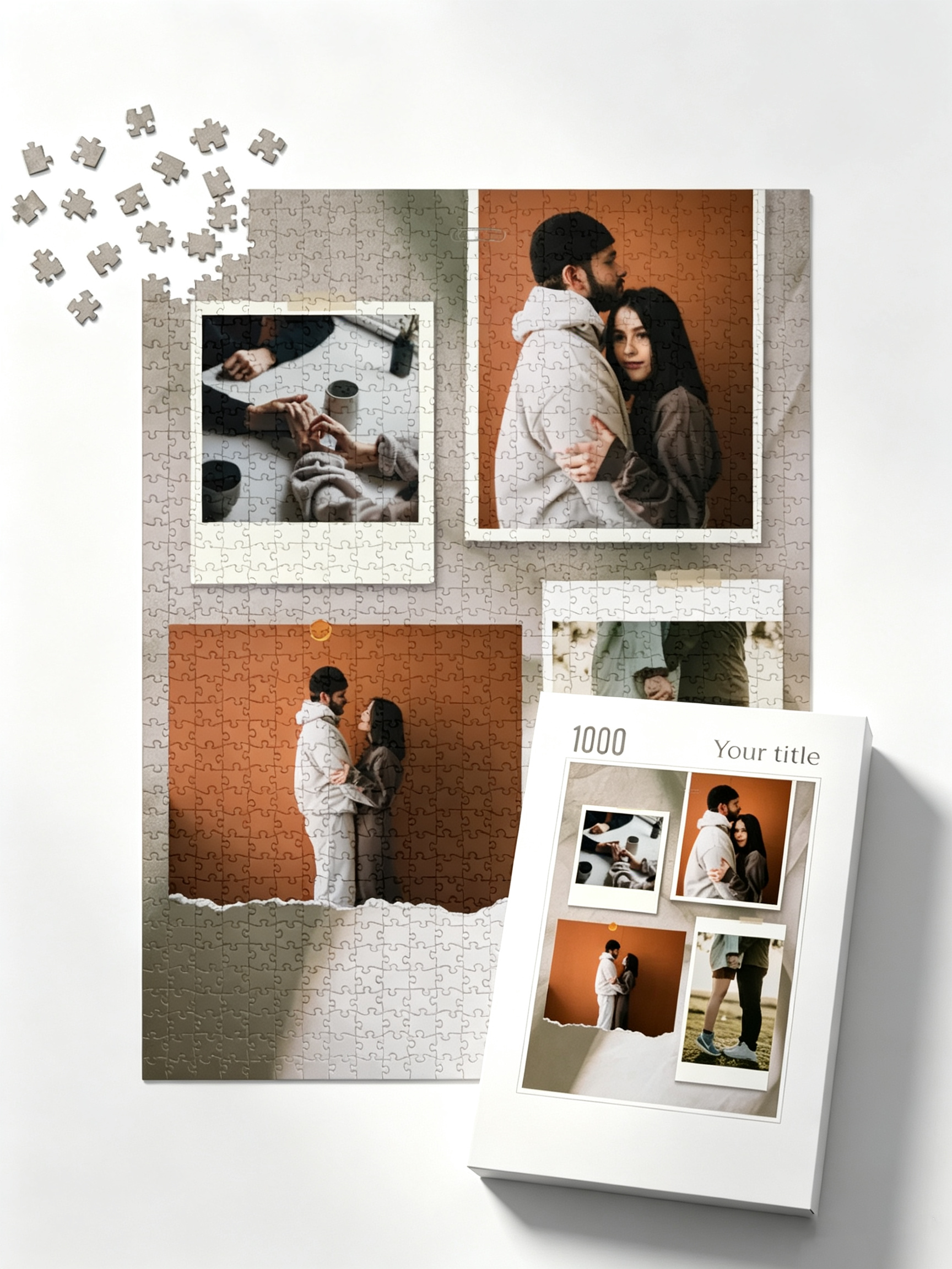 Print Photo Style Custom Photo Collage Jigsaw Puzzle (4 Photos, Portrait)