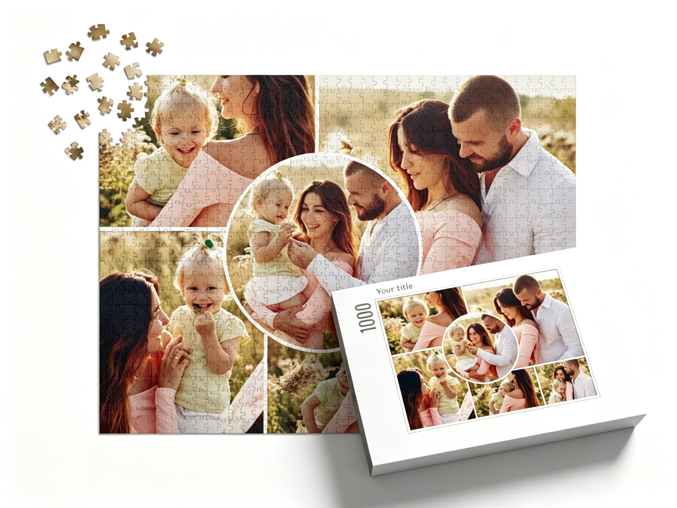 puzzle-1000-box-small||pieces-with-box puzzle-1000-box-small||box  puzzle-1000-box-small||pieces puzzle-1000-box-small||pieces-with-box puzzle-1000-box-small||box Custom Photo Collage Jigsaw Puzzle with Circle Inset (6 Photos, Landscape)
