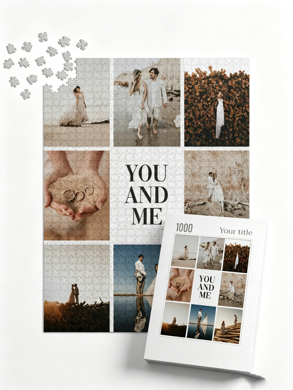 You and Me Custom Photo Collage Jigsaw Puzzle (8 Photos, Portrait)