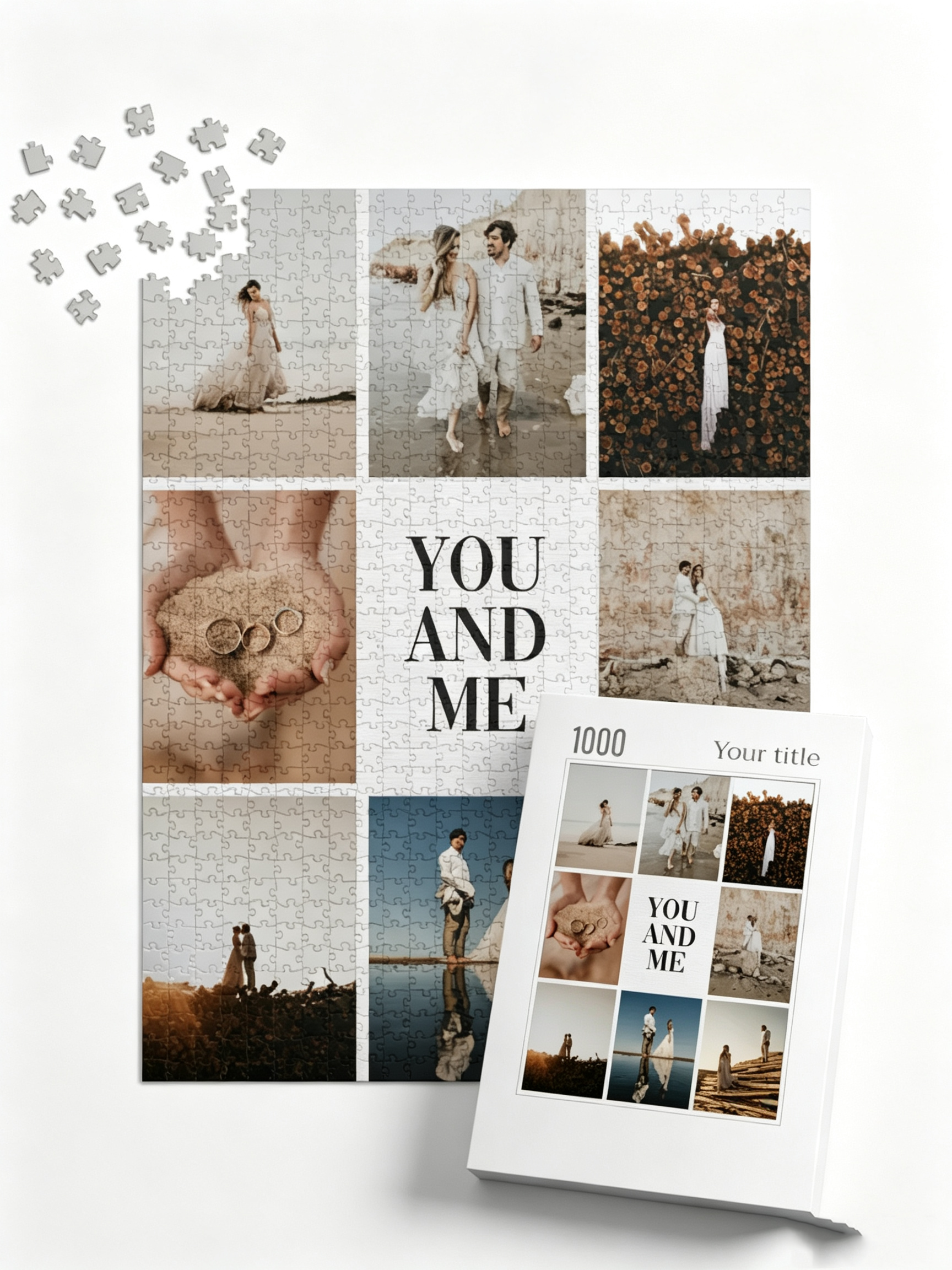 You and Me Custom Photo Collage Jigsaw Puzzle (8 Photos, Portrait)