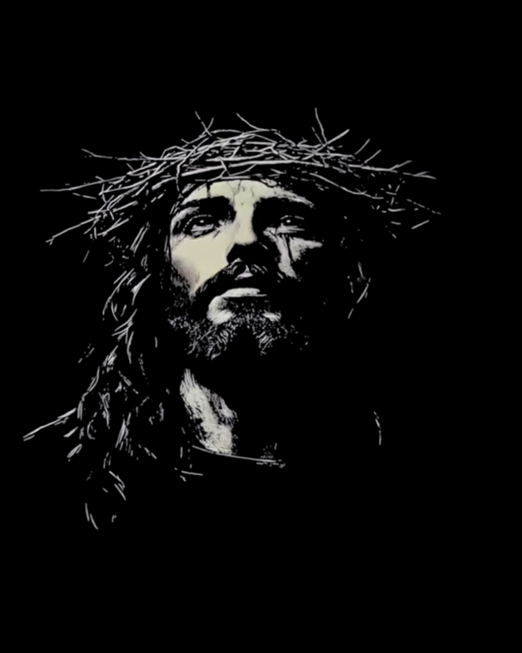 Jesus Christ Crown of Thorns Christian Graphic T-Shirt