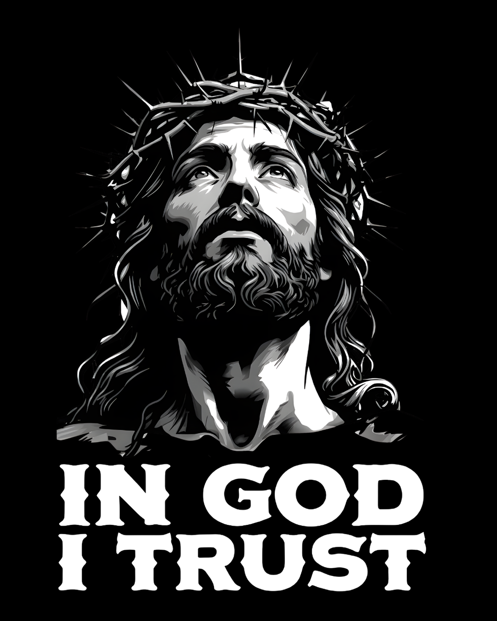 Jesus Christ In God I Trust Christian Faith Graphic Crewneck T-Shirt