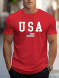 Patriotic USA Flag Print 100% Cotton T-Shirt