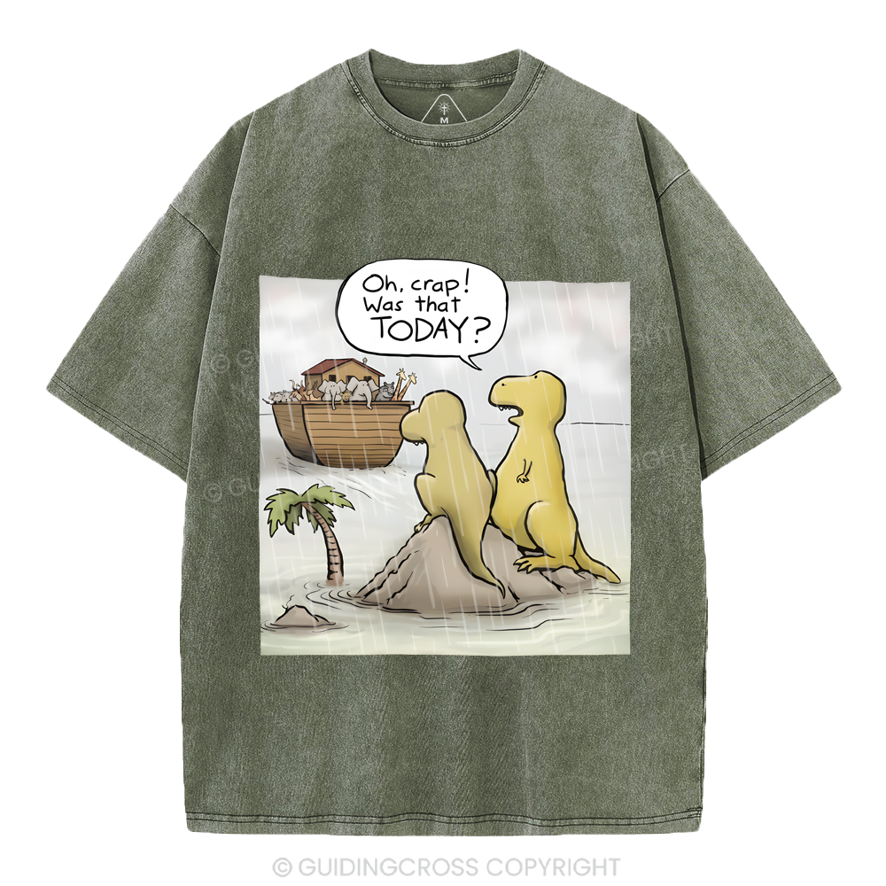 Jesus Saves The Funny Dinosaurs Christian Washed T-Shirt
