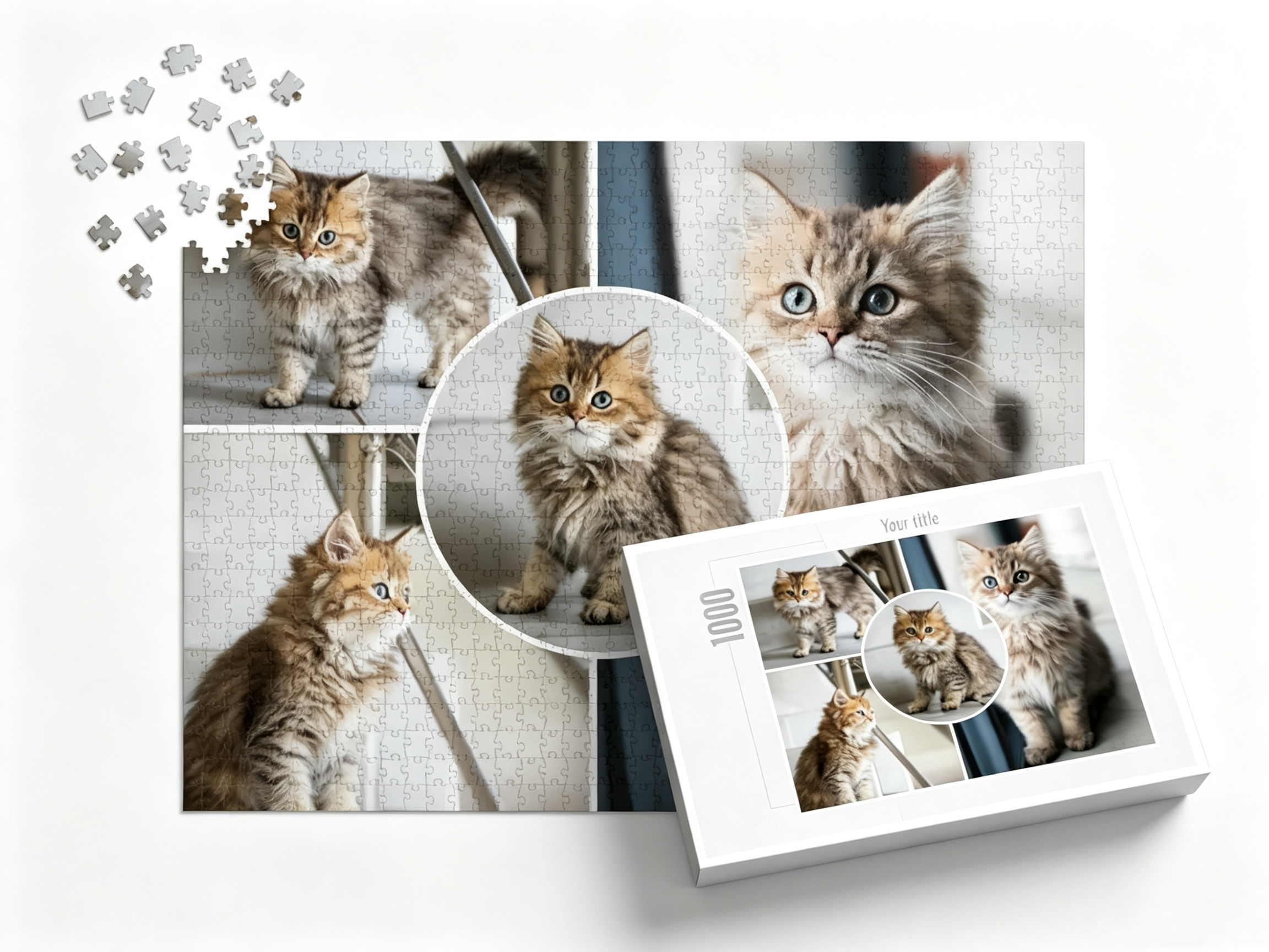Custom Photo Collage Jigsaw Puzzle with Circle Inset (4 Photos, Landscape)