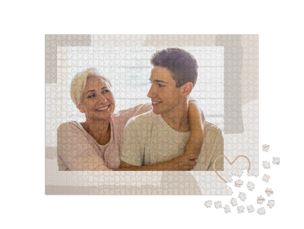 Tan Heart Custom Photo Jigsaw Puzzle (1 Photo, Landscape)