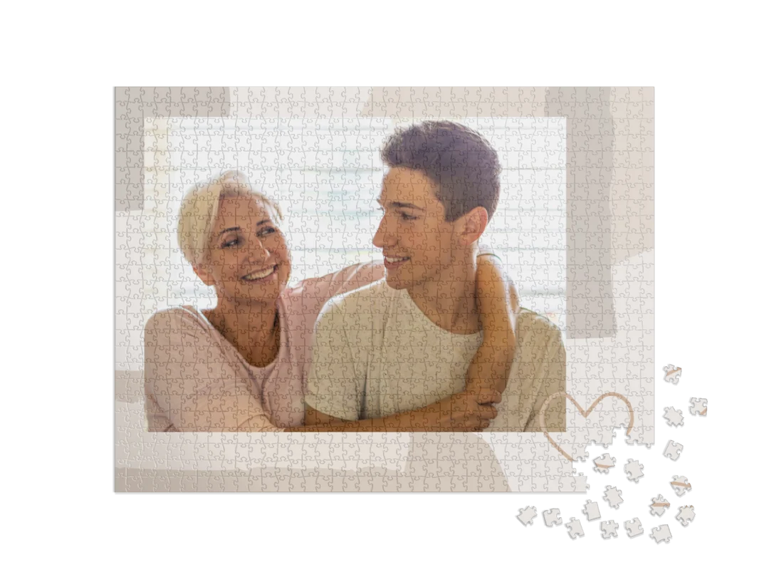 Tan Heart Custom Photo Jigsaw Puzzle (1 Photo, Landscape)