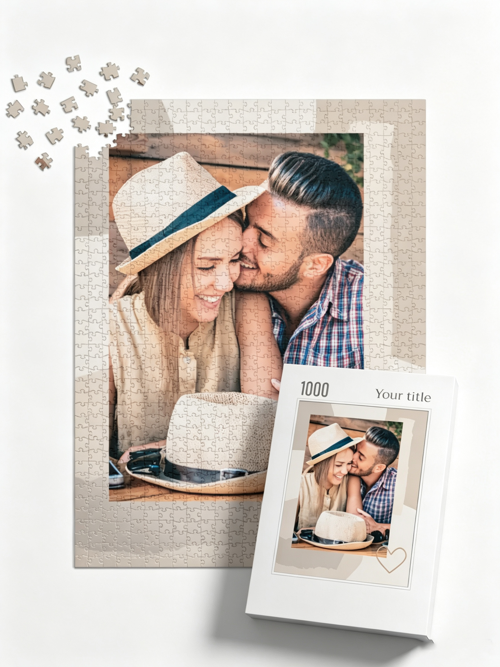 Tan Heart Custom Photo Jigsaw Puzzle (1 Photo, Portrait)