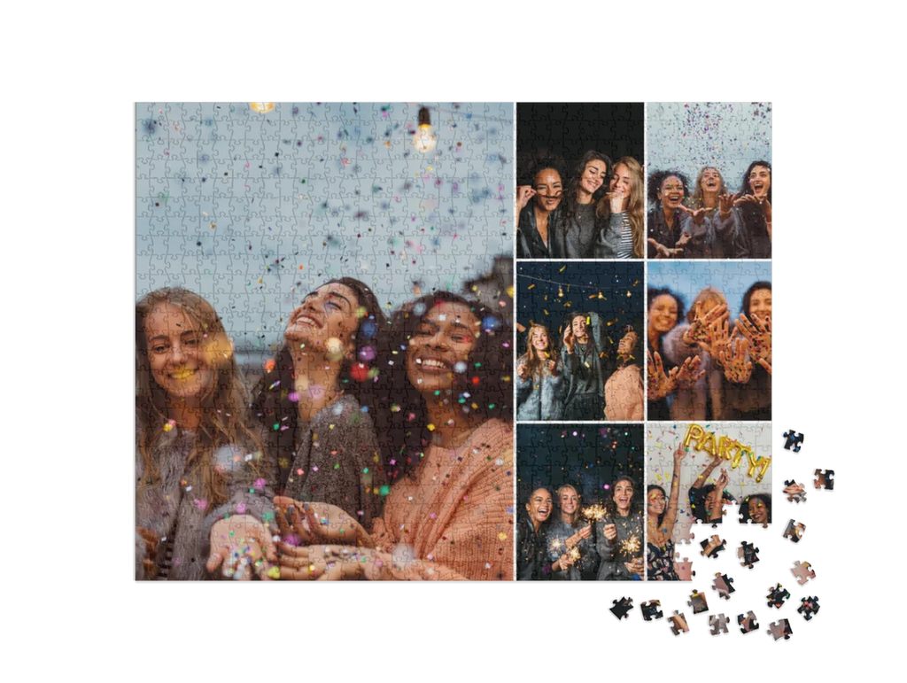 Custom Photo Collage Jigsaw Puzzle Vertical Photos (7 Photos, Landscape)