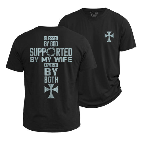 Covered By God And Wife Cotton T-Shirt