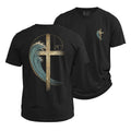 Wave Cross Christian Cotton T-Shirt