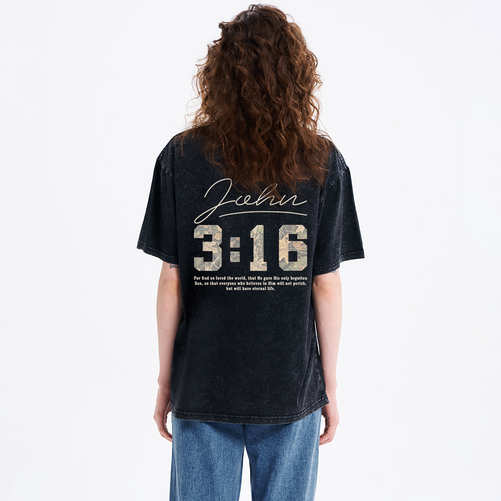For God So Loved The World Camo Christian Washed T-Shirt