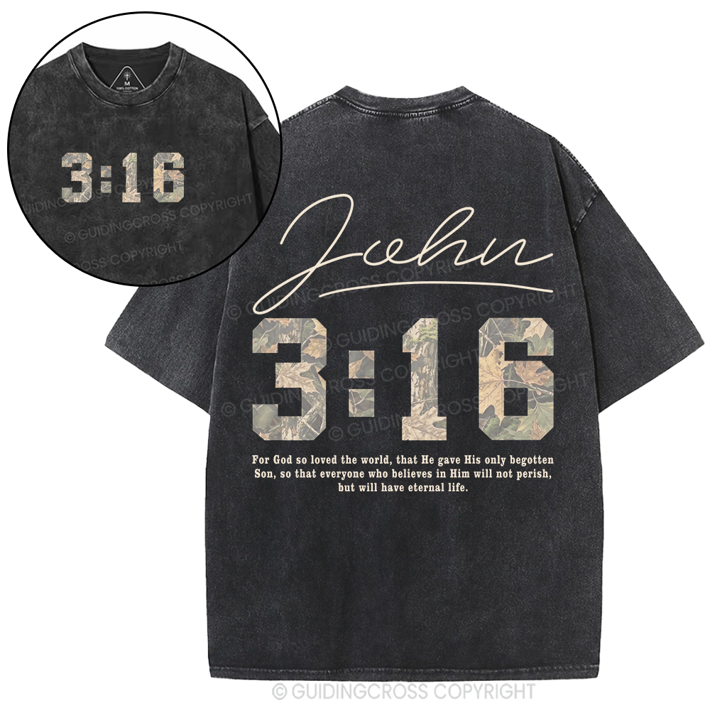 For God So Loved The World Camo Christian Washed T-Shirt