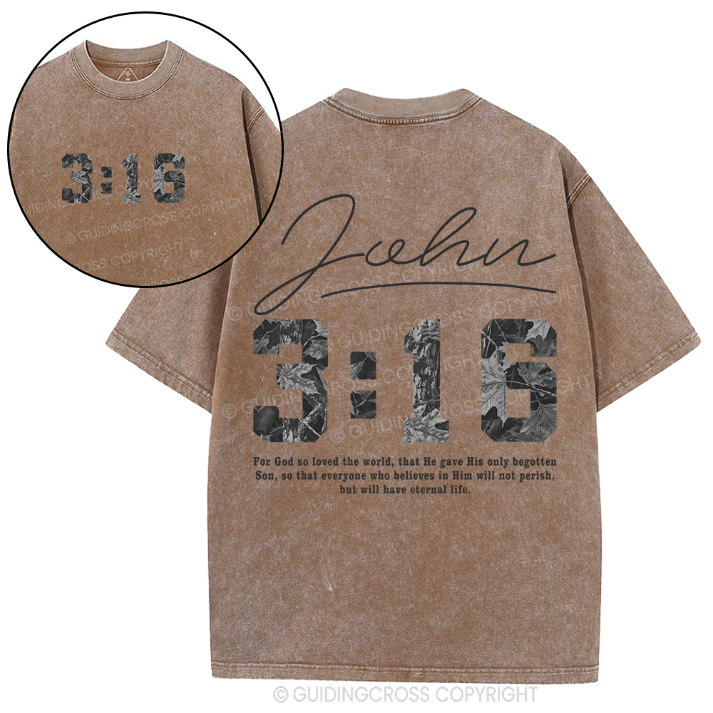 For God So Loved The World Camo Christian Washed T-Shirt