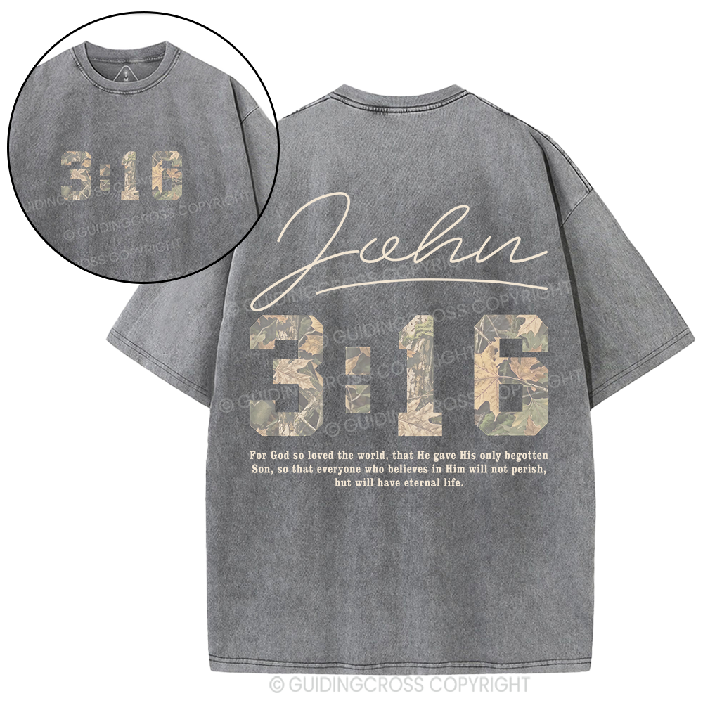 For God So Loved The World Camo Christian Washed T-Shirt