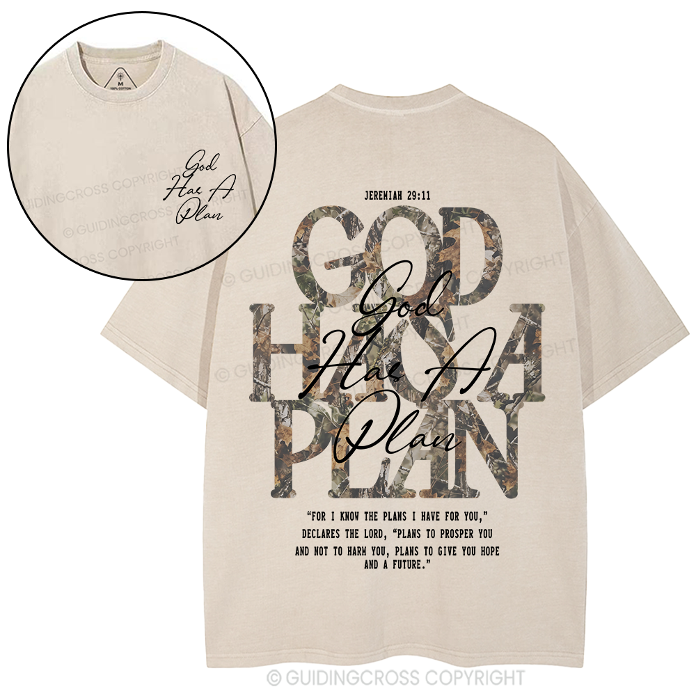 God Has A Plan Christian Washed T-Shirt