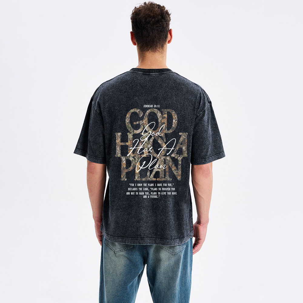 God Has A Plan Christian Washed T-Shirt