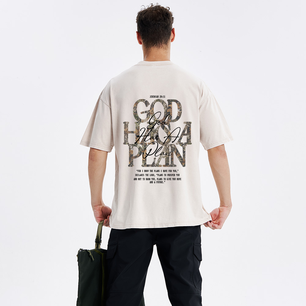 God Has A Plan Christian Washed T-Shirt