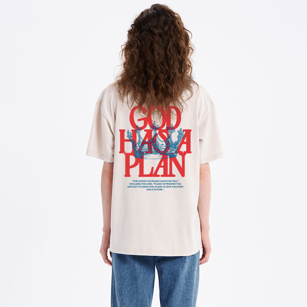 God Has A Plan Christian Washed T-Shirt