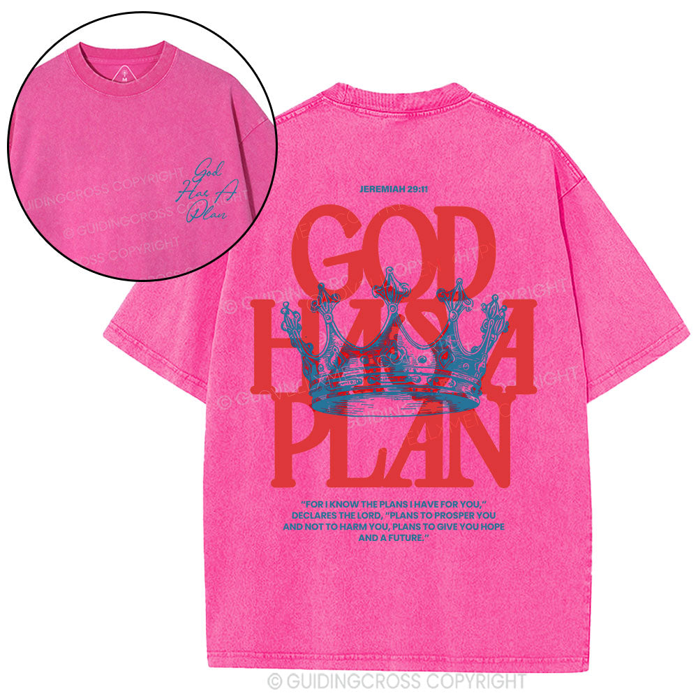 God Has A Plan Christian Washed T-Shirt