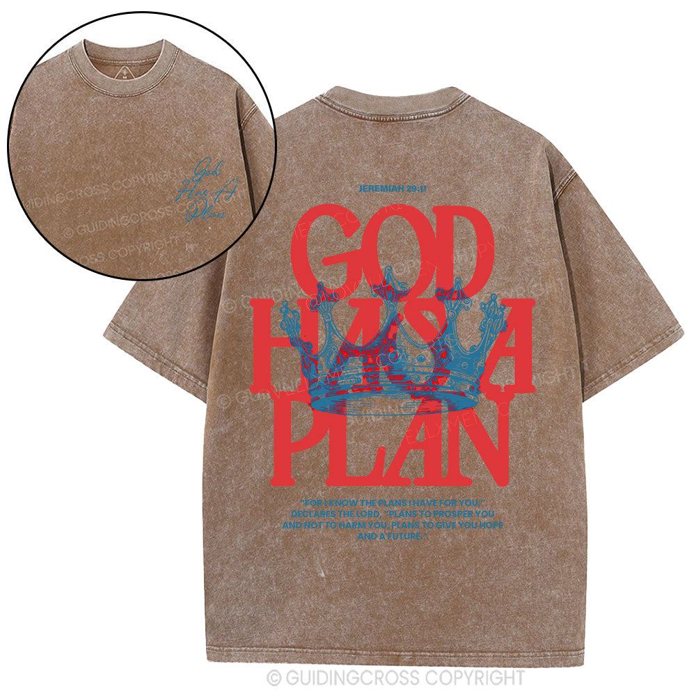 God Has A Plan Christian Washed T-Shirt
