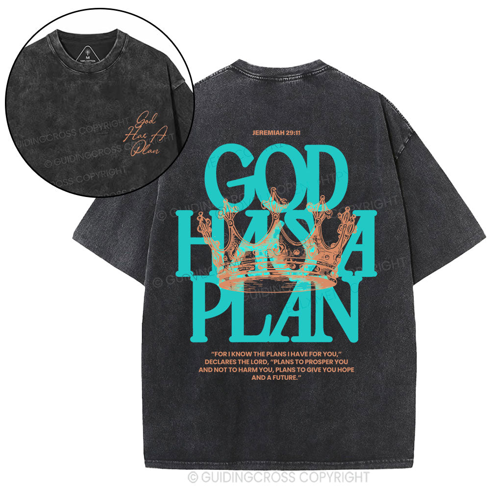 God Has A Plan Christian Washed T-Shirt