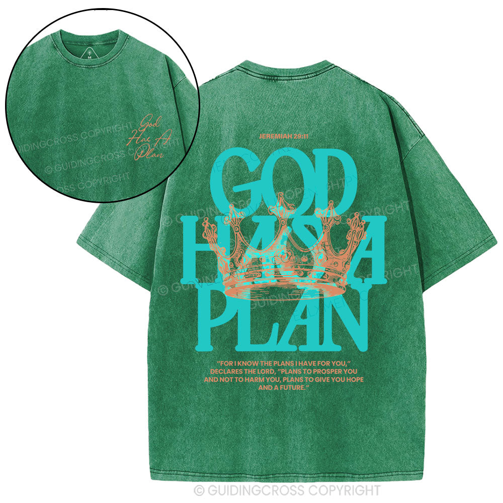 God Has A Plan Christian Washed T-Shirt