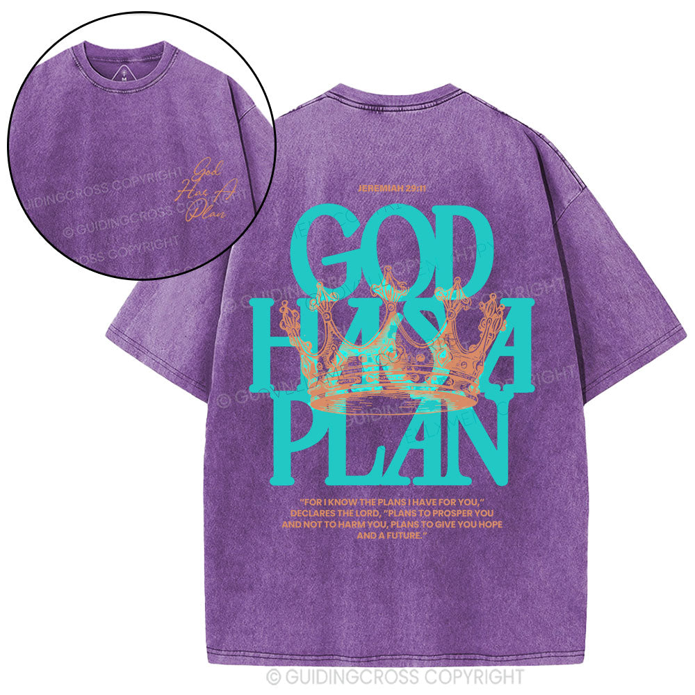 God Has A Plan Christian Washed T-Shirt