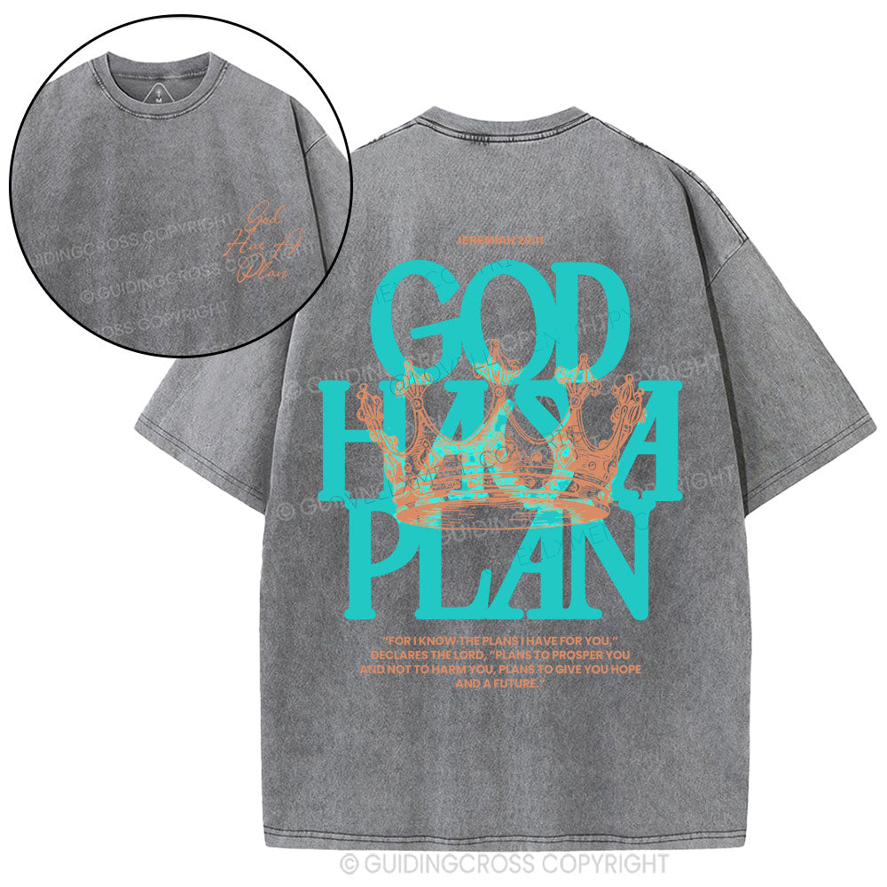 God Has A Plan Christian Washed T-Shirt