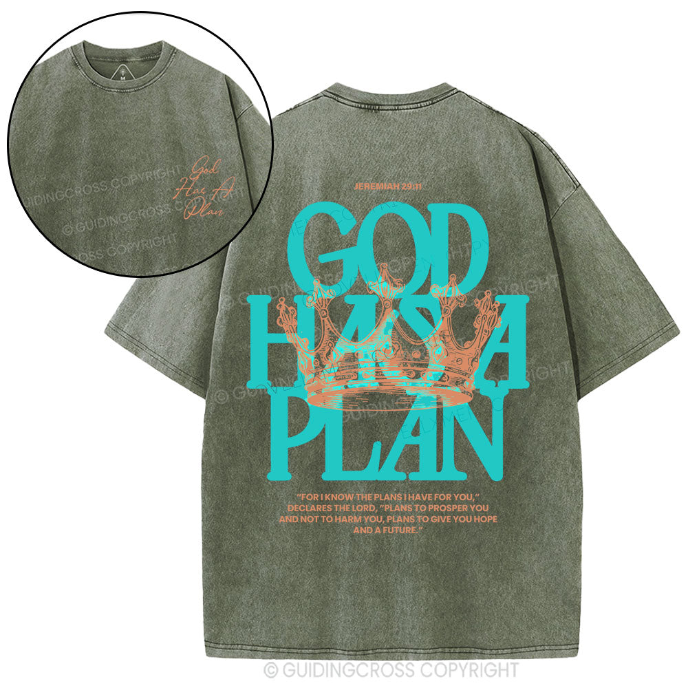 God Has A Plan Christian Washed T-Shirt