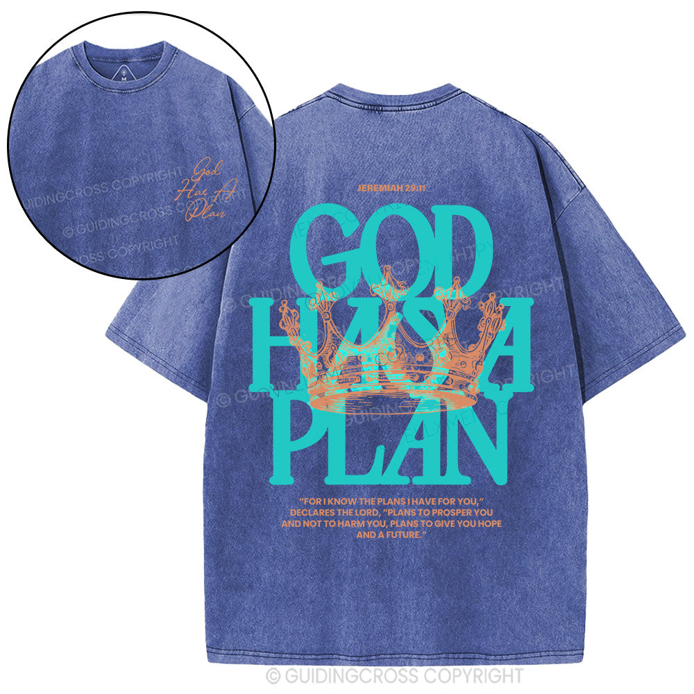 God Has A Plan Christian Washed T-Shirt