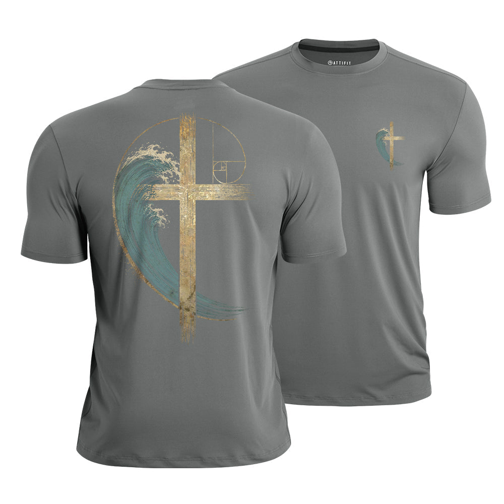 Wave Cross Christian Quick-Dry T-Shirt