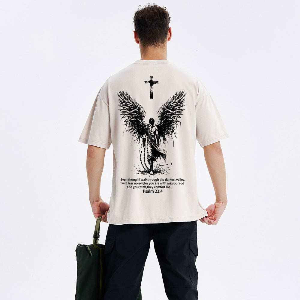 I Will Fear No Evil Christian Washed T-Shirt