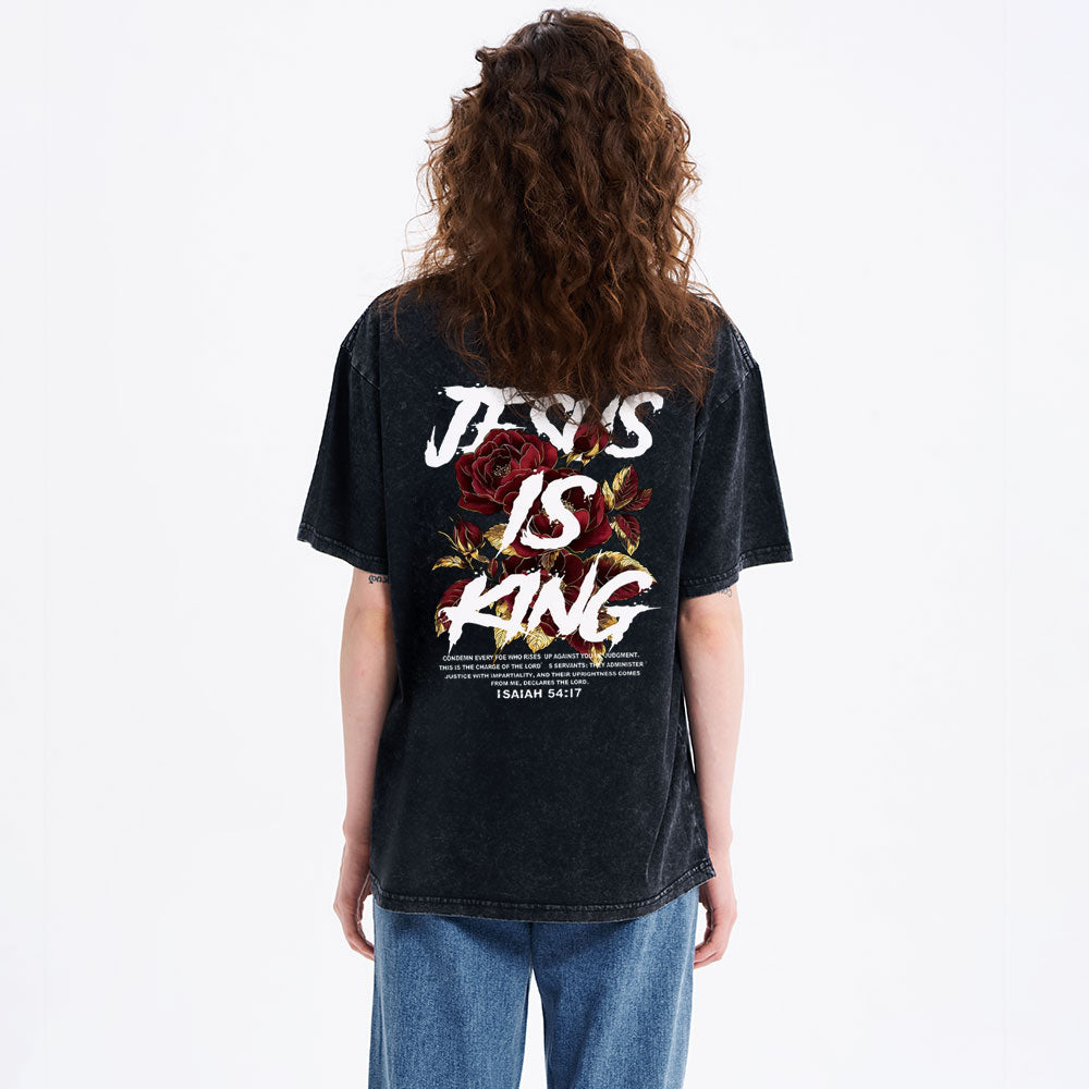 Jesus Is King Christian Washed T-Shirt