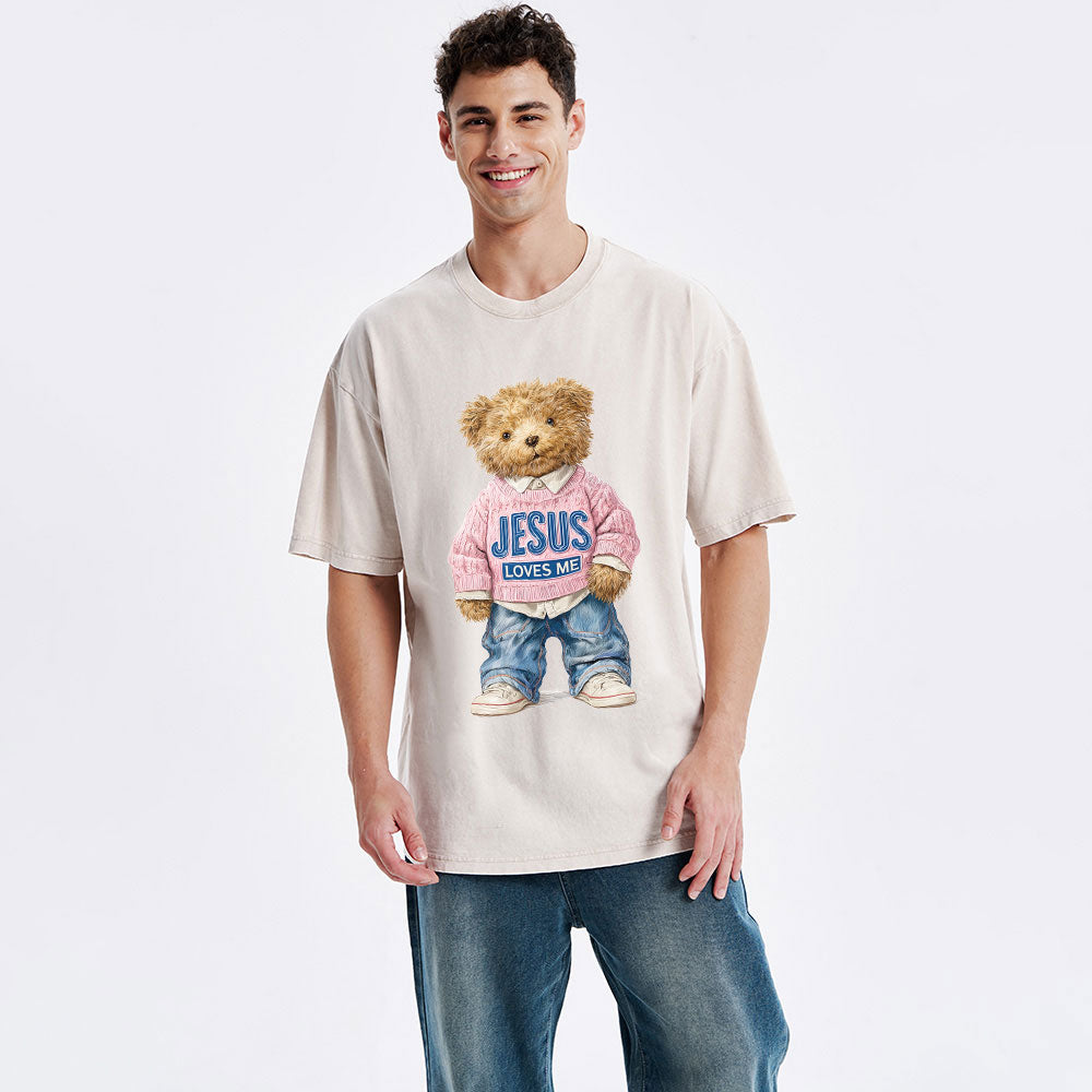 Jesus Loves Me Christian Washed T-Shirt