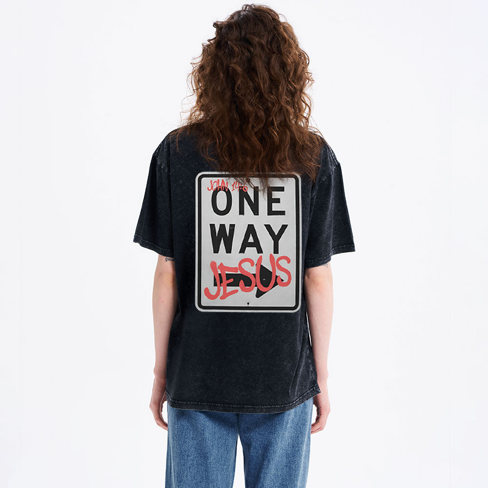 Jesus The One Way Christian Washed T-Shirt