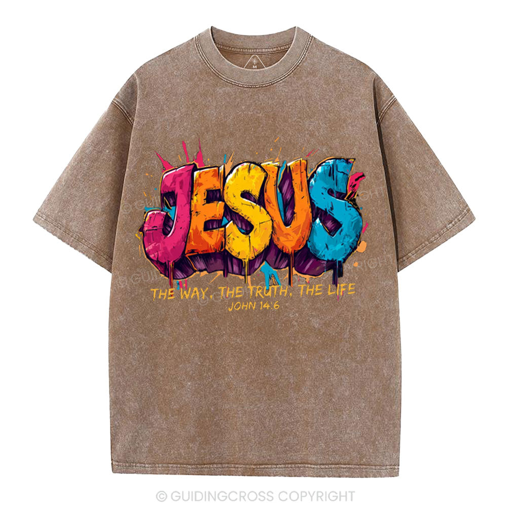 Jesus The Way The Truth The Life Christian Washed T-Shirt